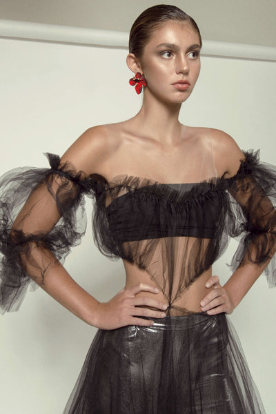 LNH Black Tulle Dress Editorial