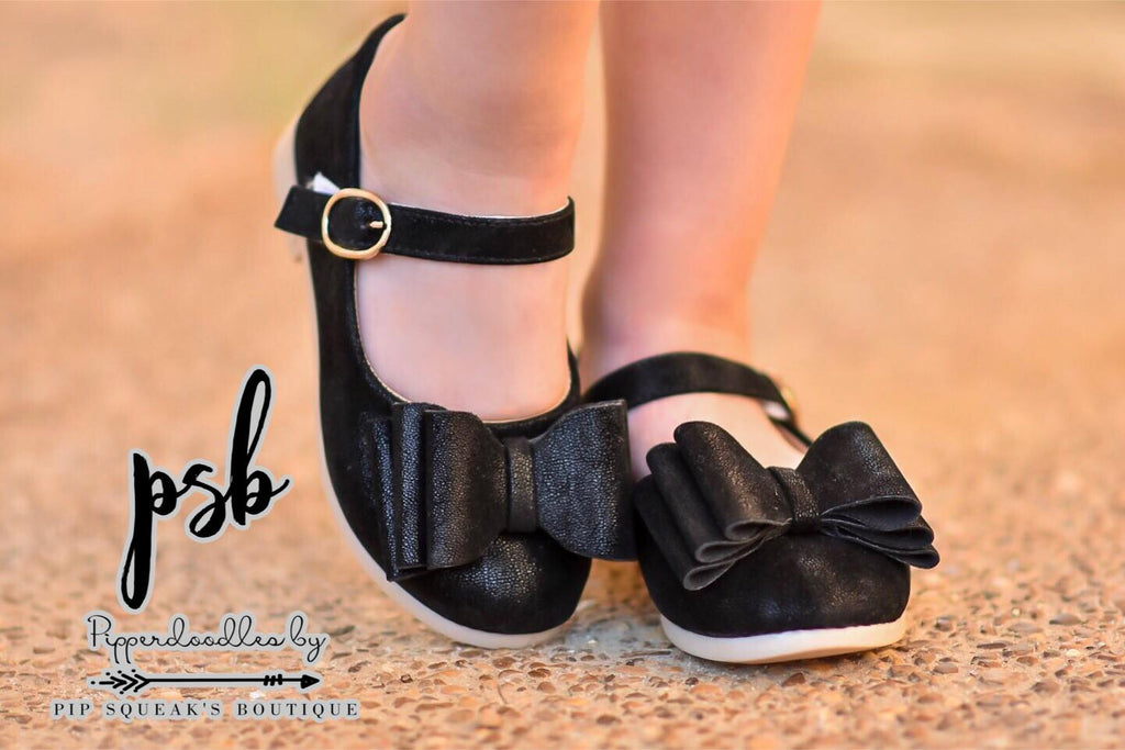 Black Brushed] Pipperdoodles Bow Shoes 