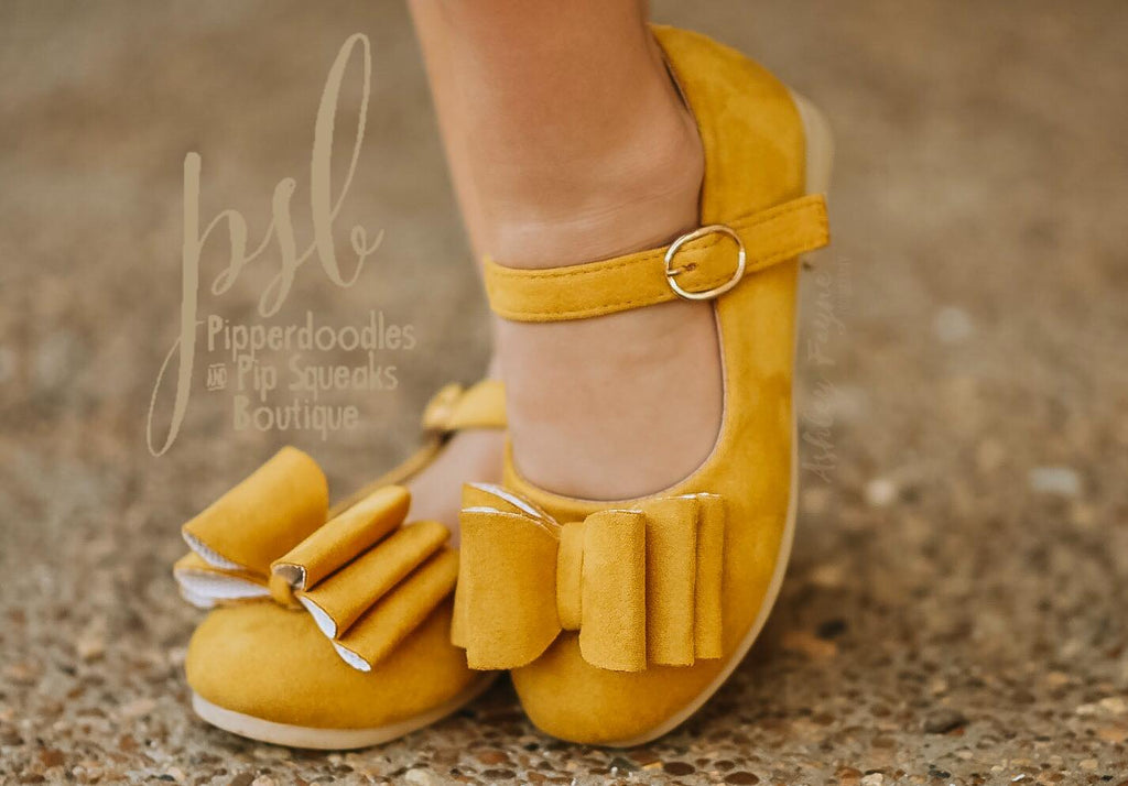 Mustard Suede] Pipperdoodles Bow Shoes 