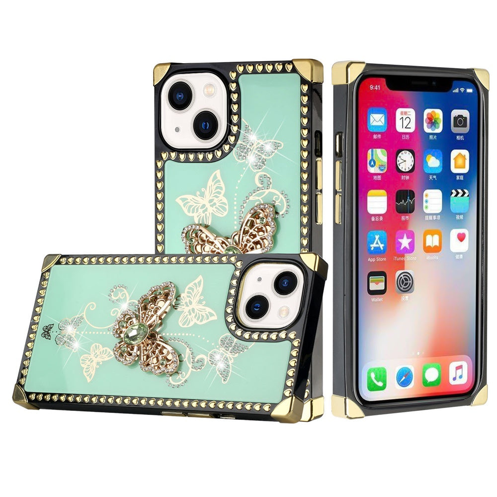 Luxury Bling Lucky Flower Square Case For iPhone 13 12 11 Pro Max XS Max XR  8 7