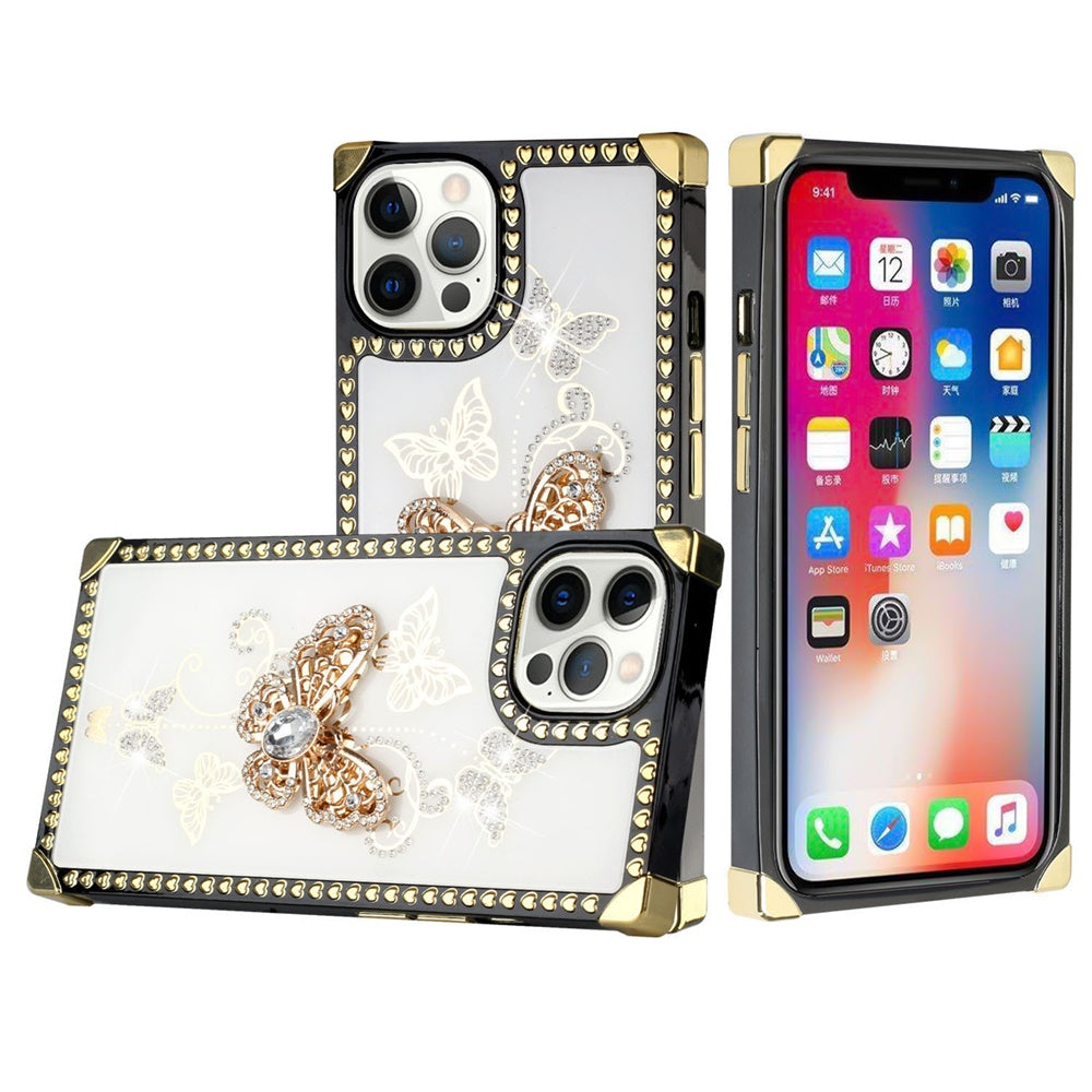 Compatible with Apple iPhone 13 Pro model 6.1 inch Heart Studded