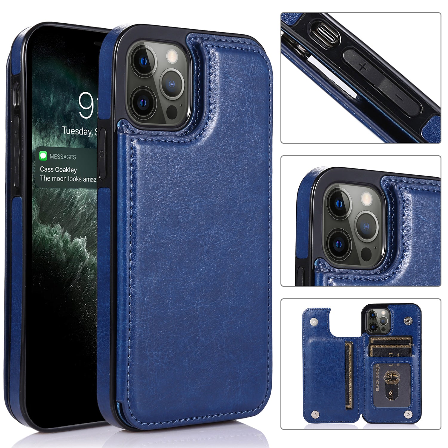 Luxury Vertical Magnetic Button Card ID Holder PU Leather Phone Wallet –  CellularOutfitter