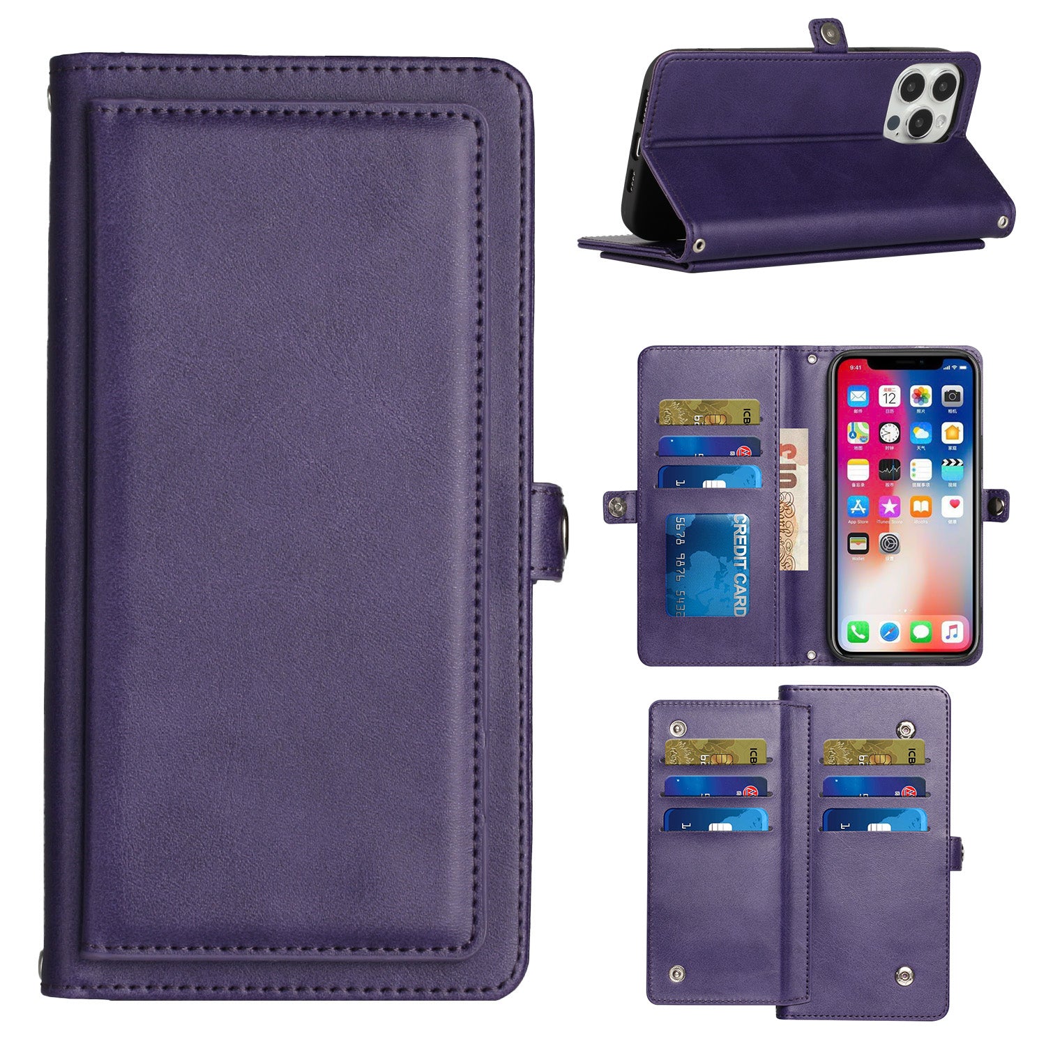 Luxury Faux Leather Slim Phone Wallet Case with Built-in Card Holder, –  CellularOutfitter