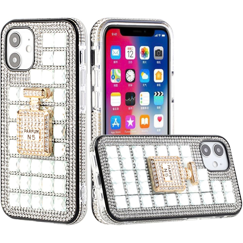 Perfume Bottle Bling Diamond Faux Crystal Phone Case Cover Silver Sil Cellularoutfitter