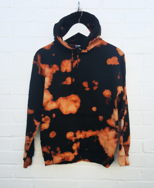 Bleached Tie Dye Hoodie Black & Orange Organic Cotton – AbiDashery Tie Dye