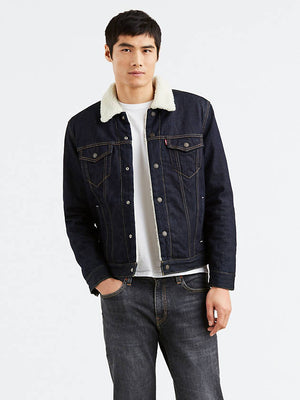 Levis Strauss & Co SHERPA TRUCKER JACKET Men's - DARK WASH – Moesports