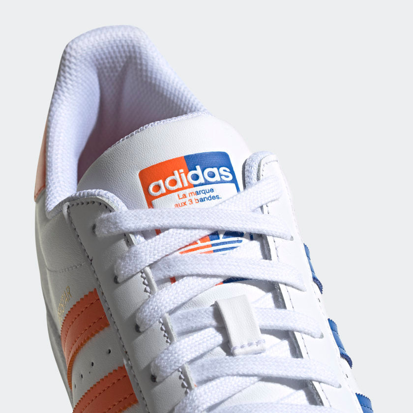 Preludio equivocado tsunami Adidas Original SUPERSTAR Men's -WHITE /ORANGE/ROYAL BLUE – Moesports