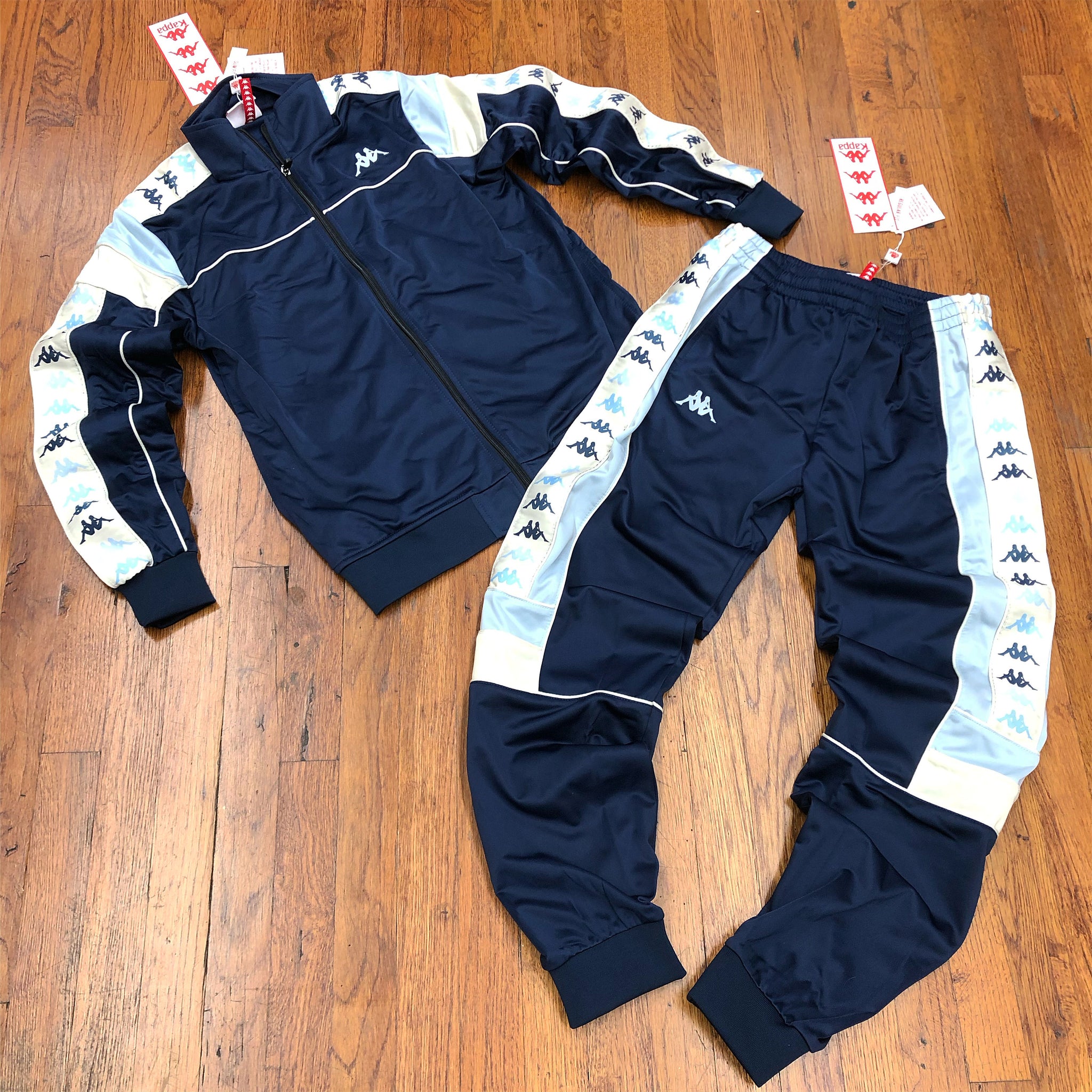 kappa tracksuit blue and white