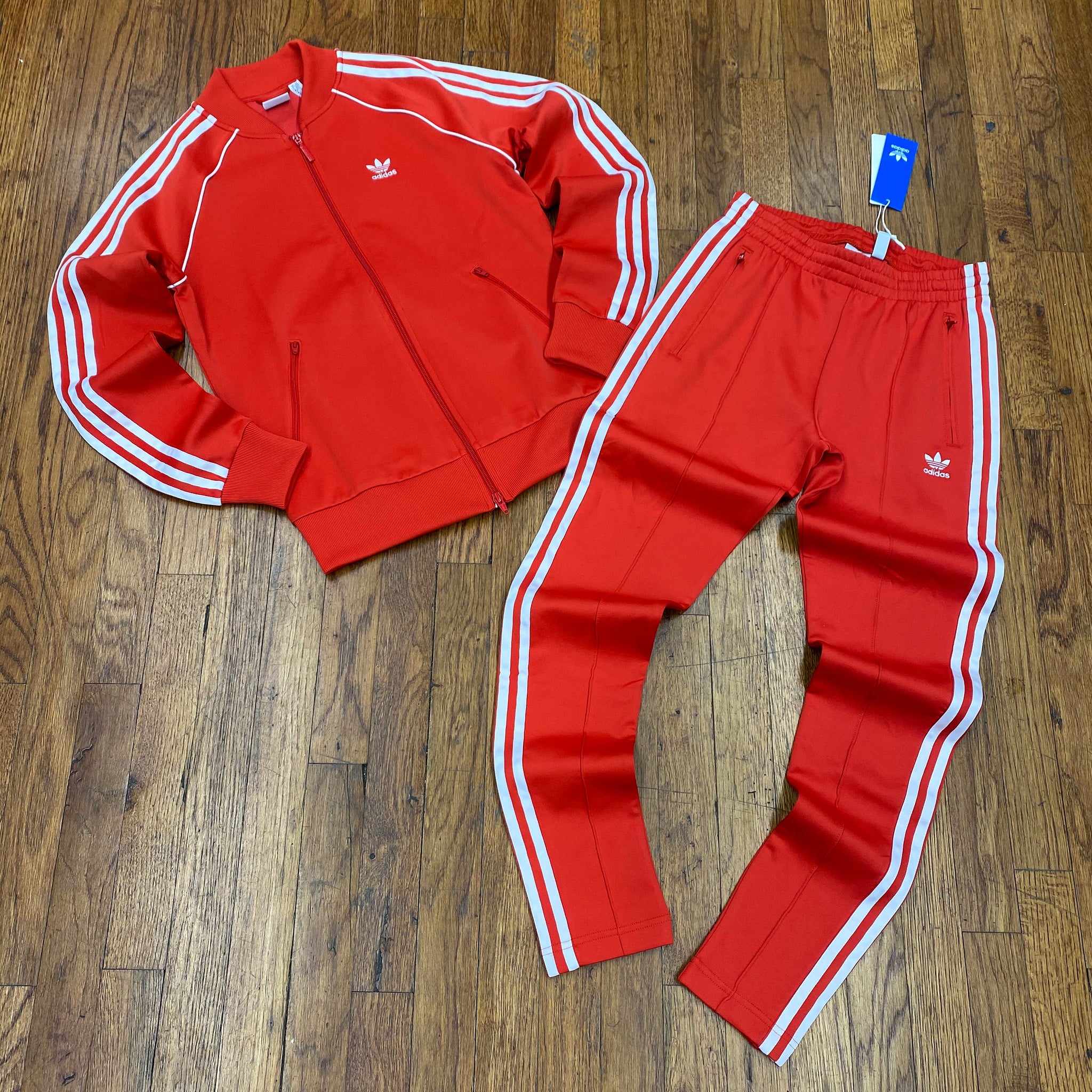 red adidas superstar tracksuit