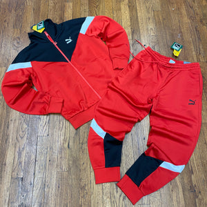 red and black puma sweatsuit