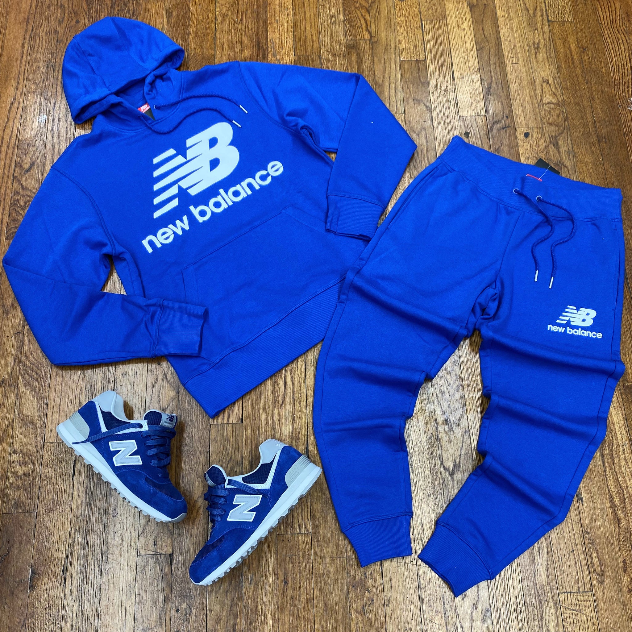 blue and white sweatsuit