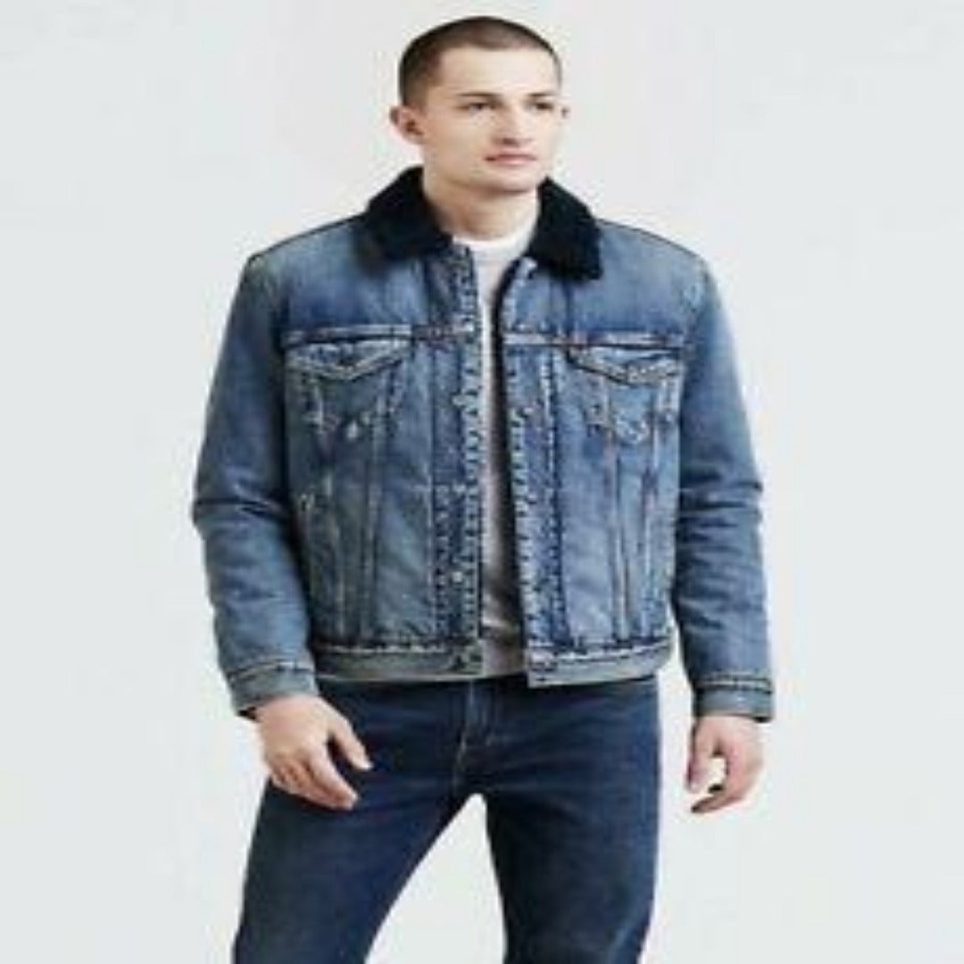 Levis Strauss & Co SHERPA TRUCKER JACKET Men's - LIGHT DENIM BLUE/NAVY –  Moesports