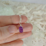 Mini Double Terminated Amethyst Crystal Point Pendant Necklace