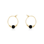 Tiny Bead Hoops - Black Onyx - 14K Gold Fill - Luna Tide Handmade Jewellery