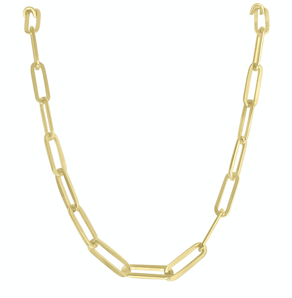 Elemental 14K Solid Gold Rectangular Paperclip Chain Necklace