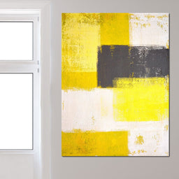 Yellow & Grey Abstract Art Painting | NicheCanvas