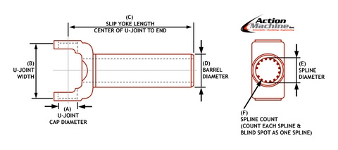 Driveshaft Slip Yoke Diagram Outside Snap Ring Style