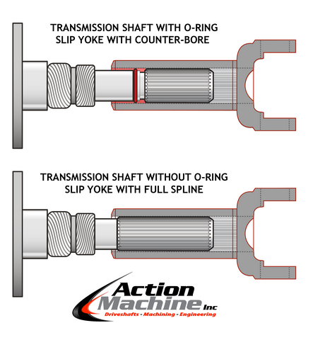 Transmission Slip yoke with and without counter bore