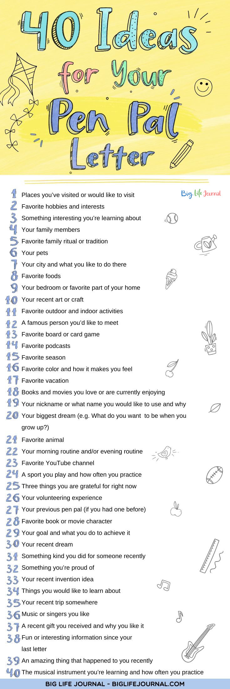 40 Ideas for Your Pen Pal Letter