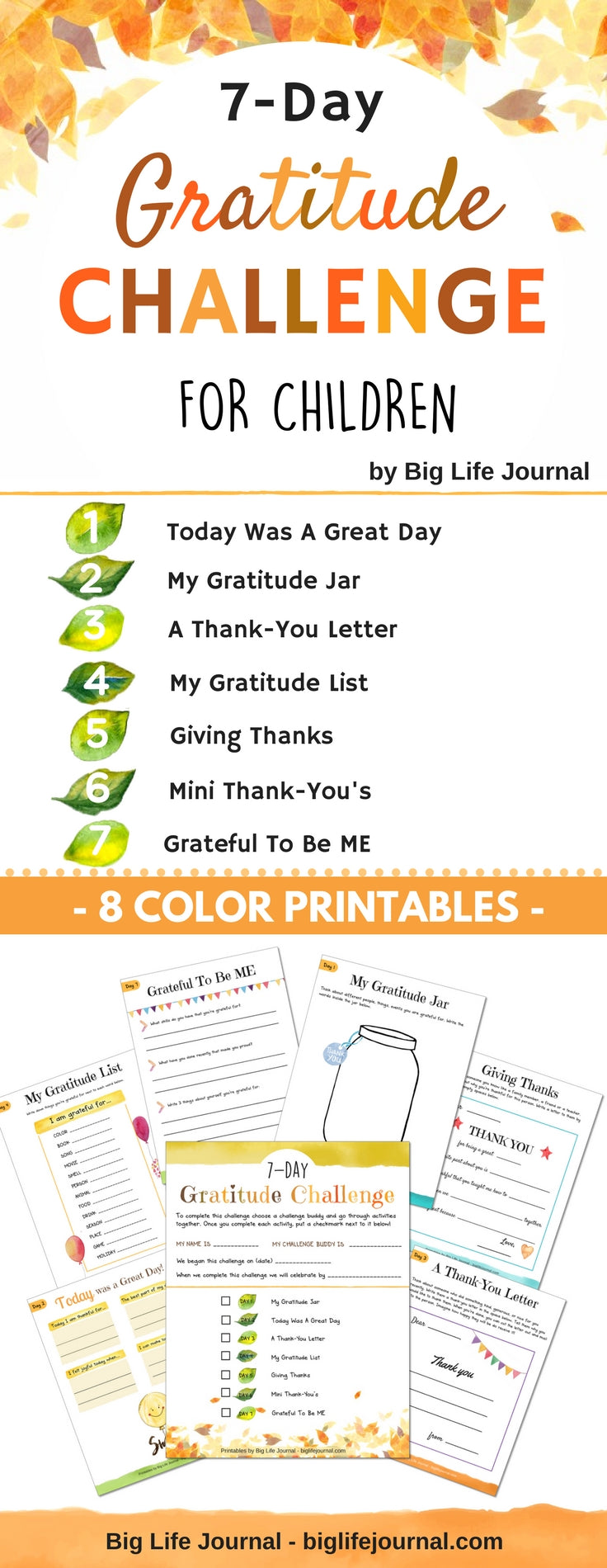 Printable gratitude challenge for children. A great activity for home or a classroom. 