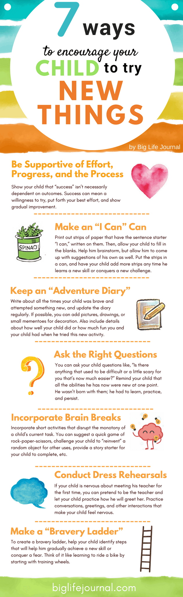 A list of 7 effective ideas on how to help your child try new things and take on new challenges.