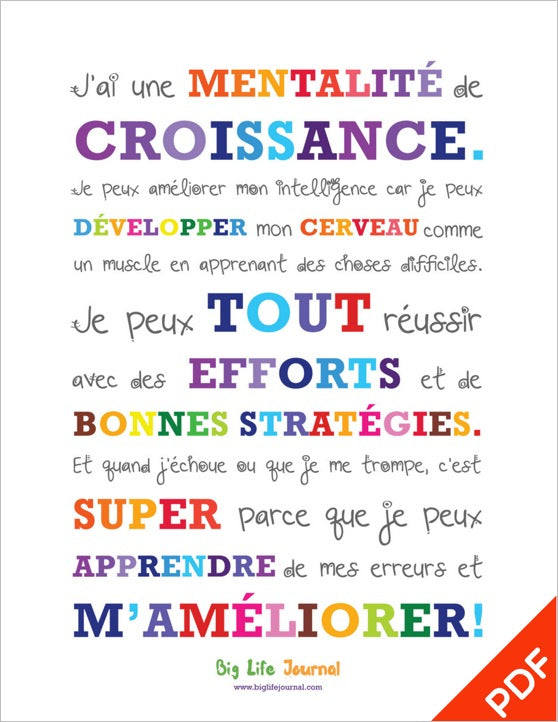 Affiche De Mentalite De Croissance Pdf Big Life Journal