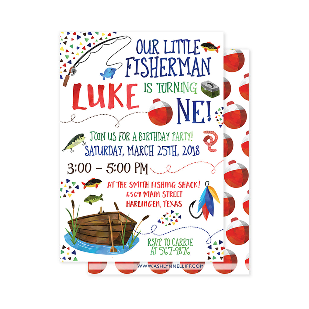 FISHING BIRTHDAY INVITATION, Fishing First Birthday Invitation
