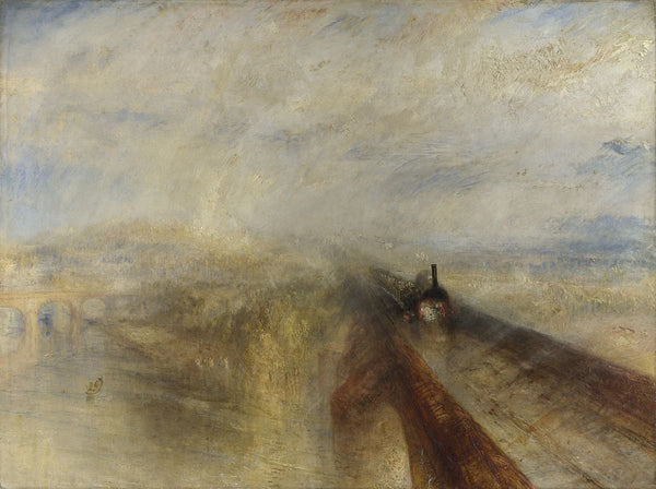 JMW Turner (British, 1775-1851) Rain, Steam, and Speed — The Great Western Railway (1844) Oil on canvas. 36 x 48 in. National Gallery, London.