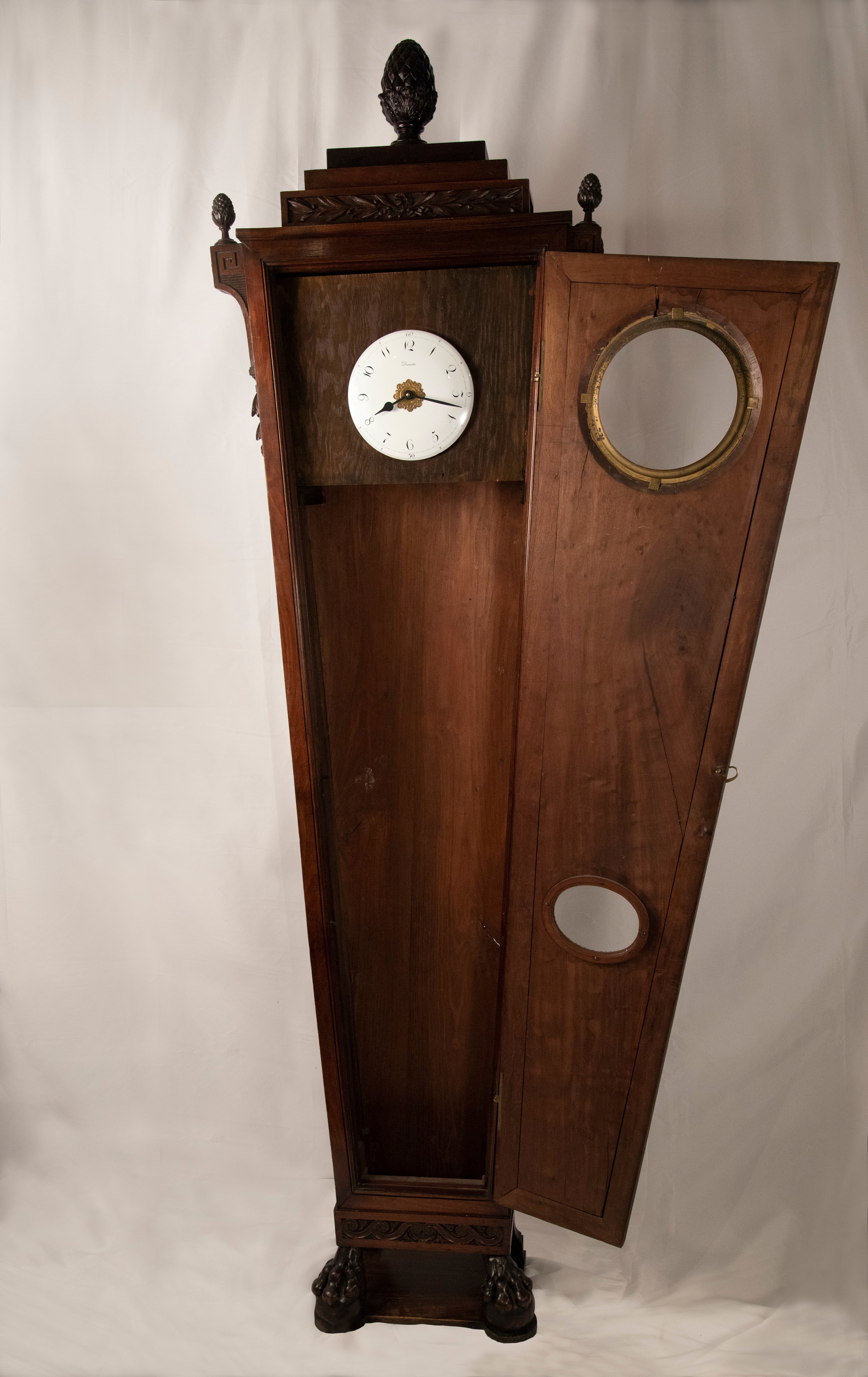 Louis XIV Architectural Grandfather Clock with Decorative Acorns