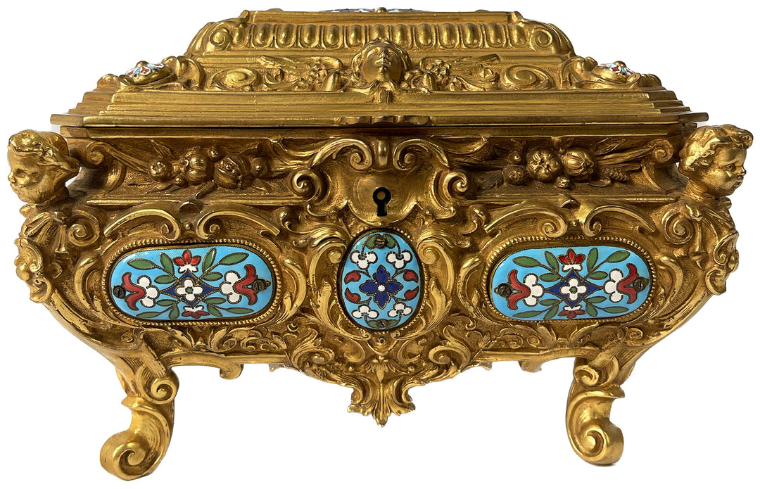 GILT BRONZE AND SILVER-PLATED JEWELRY BOX NAPOL