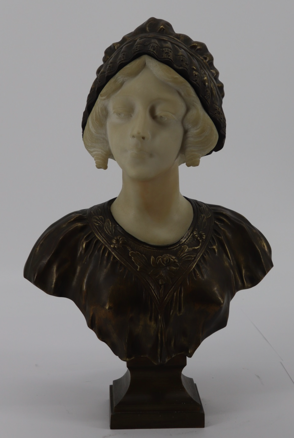 De Frisole Signed Bronze and Marble Bust