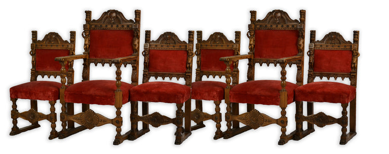 Set Of Six Italian Renaissance Revival Chairs Anthonys Fine Art