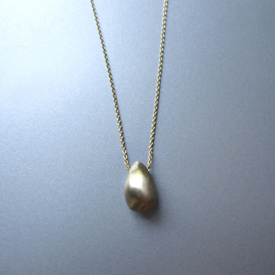 solid cast 14k gold seed drop on chain necklace