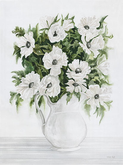 Cindy Jacobs CIN3684 - CIN3684 - Pitcher of Poppies    - 12x16 Flowers, White Flowers, Poppies, Spring Flowers, Spring, Pitcher, Bouquet, Blooms, French Country from Penny Lane