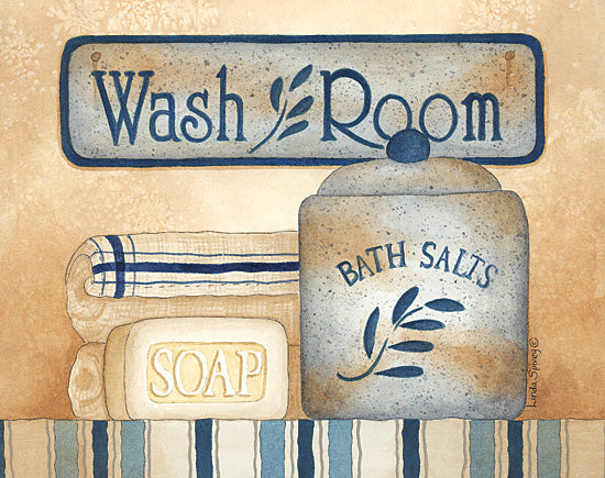 Linda Spivey LS723 - Wash Room - Blue, Crock, Wash, Bath, Soap from Penny Lane Publishing