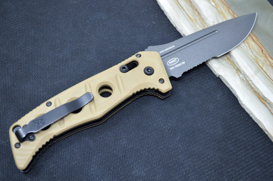 Benchmade 2750GY-3 Auto Adamas Folding Knife 3.78 CruWear Tungsten Gray  Plain Blade Desert Tan G10