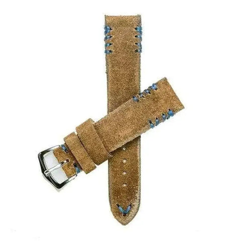 Brown Suede Vintage Watch Strap Blu Tribal Stitches