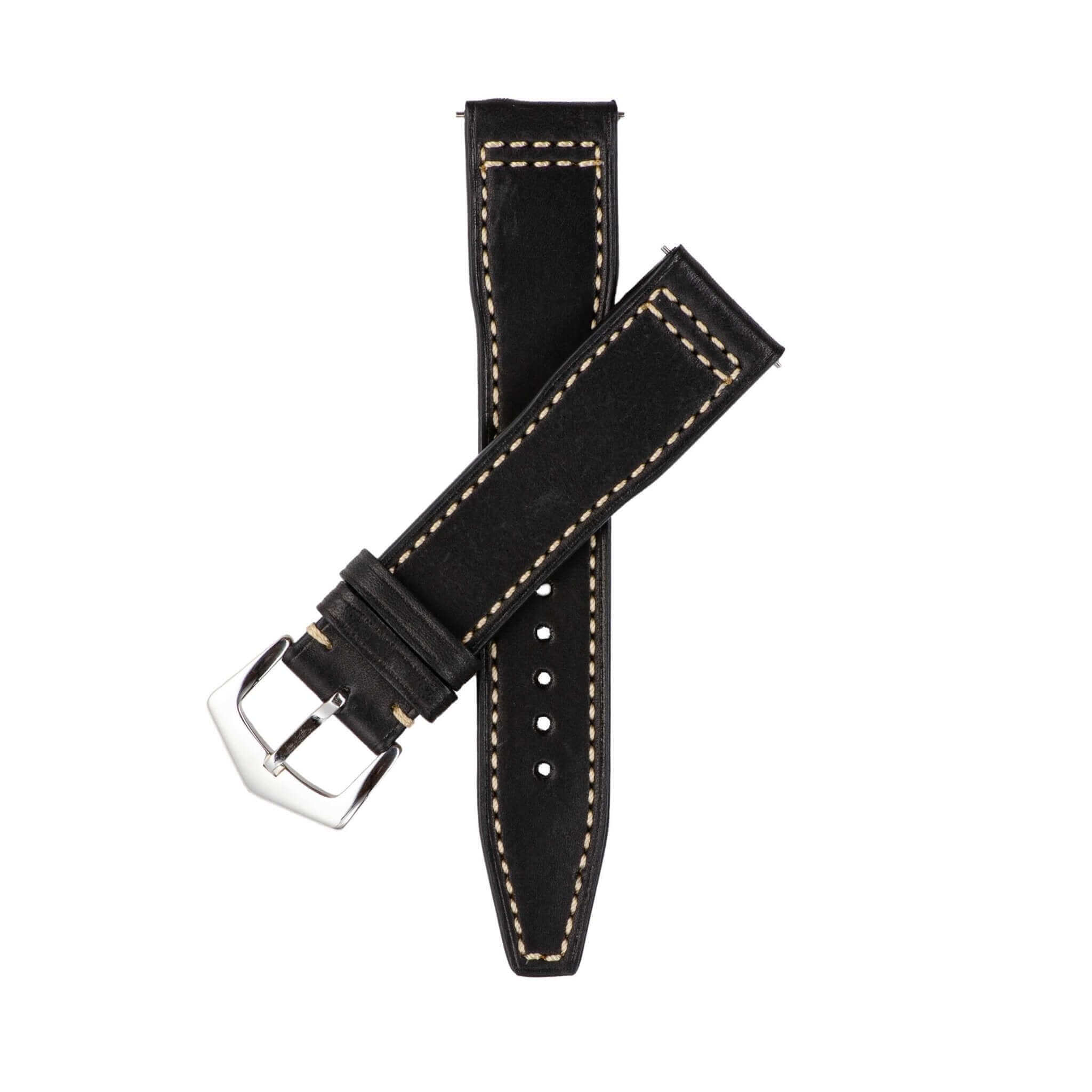 Black Novonappa IWC Pilot Style watch band showcasing 22mm width