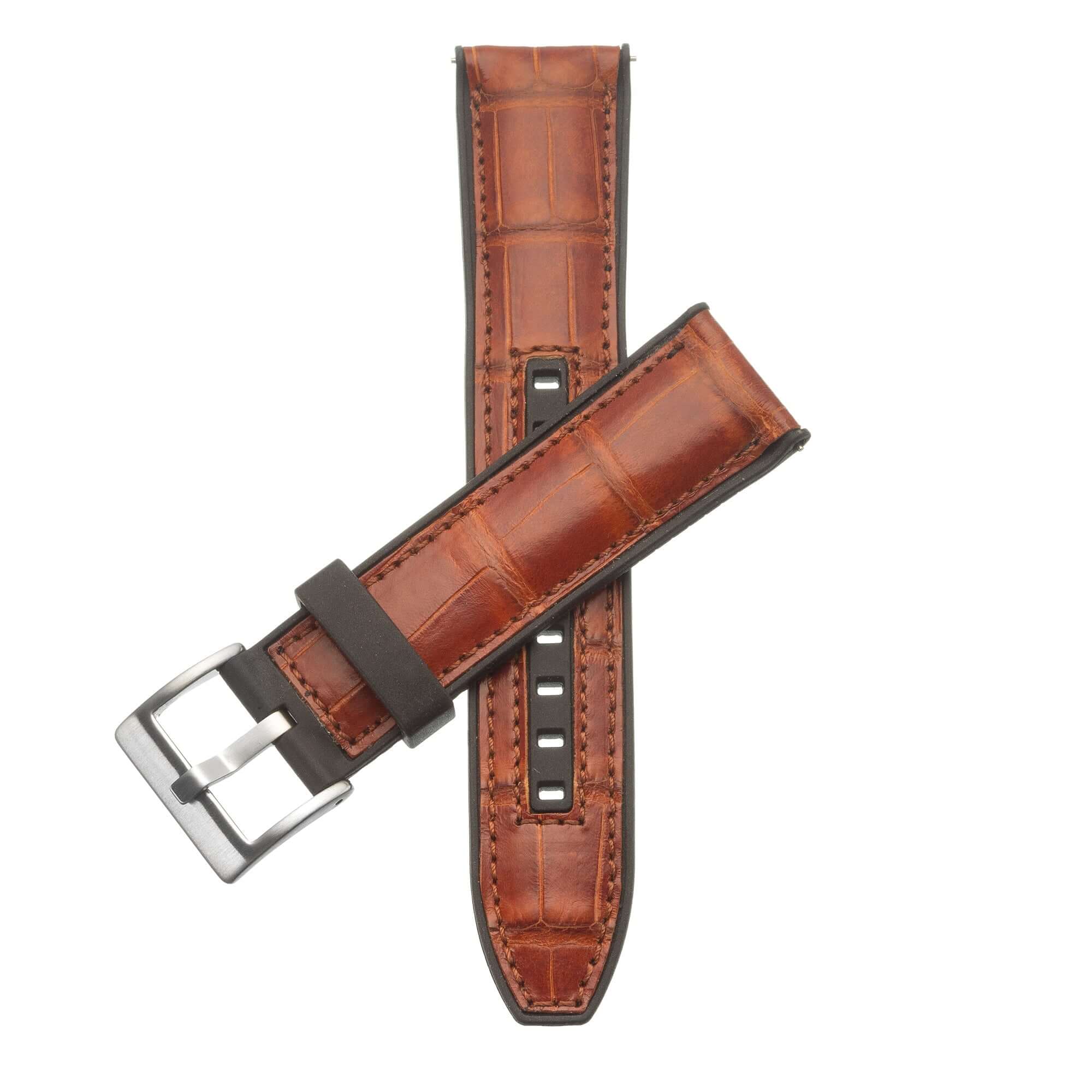 Watch Straps Brown alligator leather strap with pin buckle