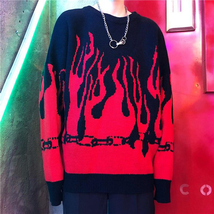 sweater with flames