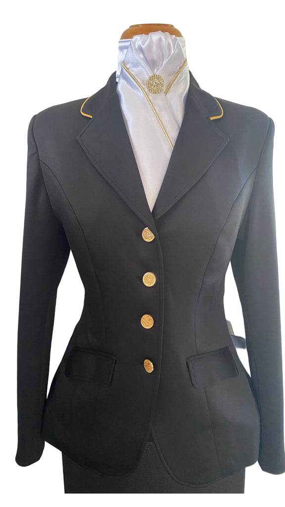 HHD Show Riding Dressage Stretch Jacket Navy Blue or Black with Gold ...