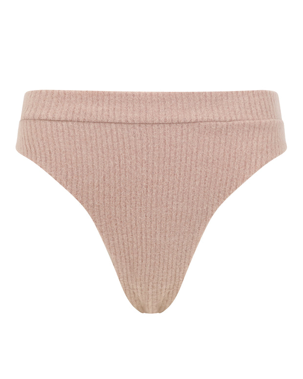 FUZZY RIB HIGH THONG // ROSE DUST