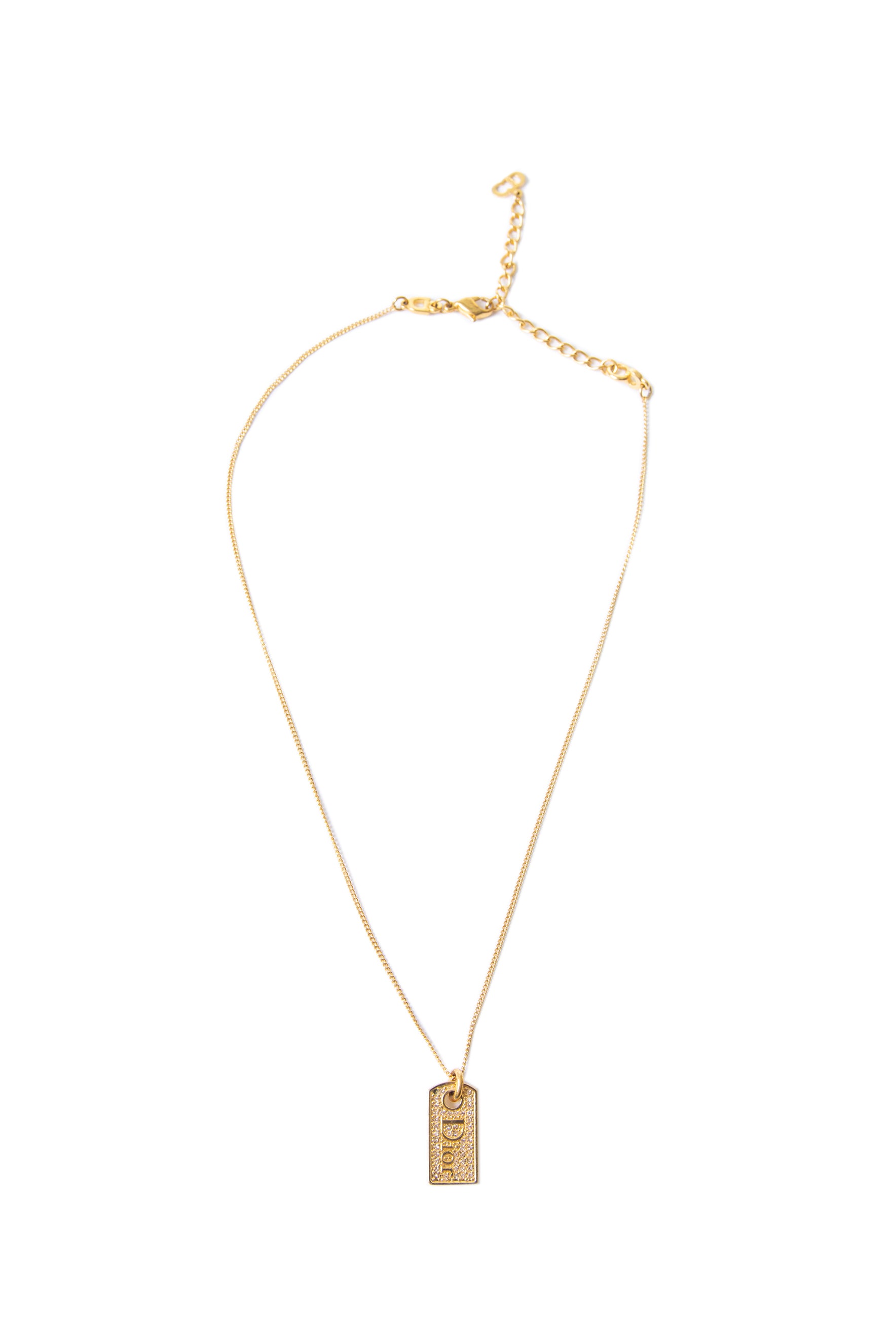 dior tag necklace gold