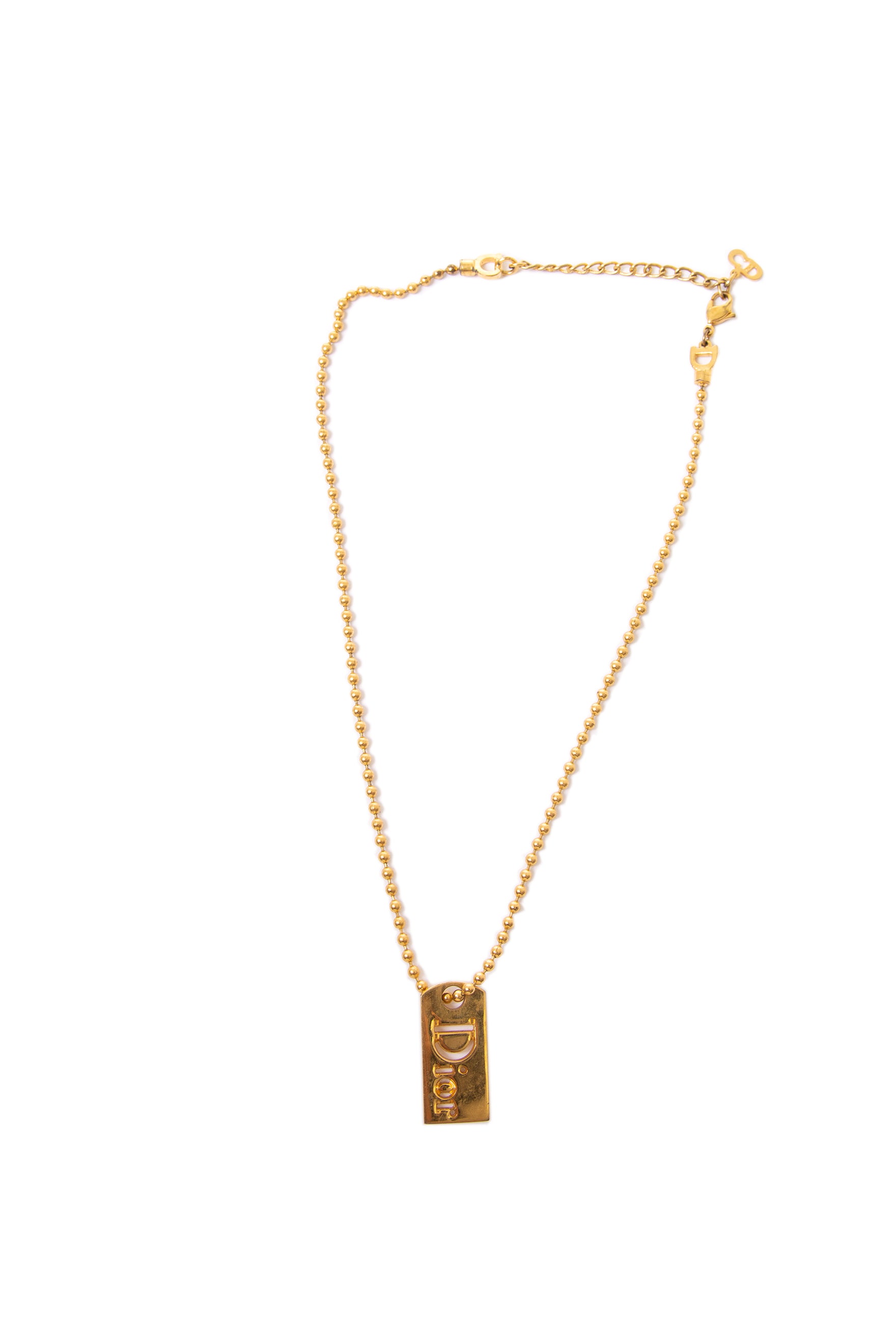 dior dog tag necklace gold