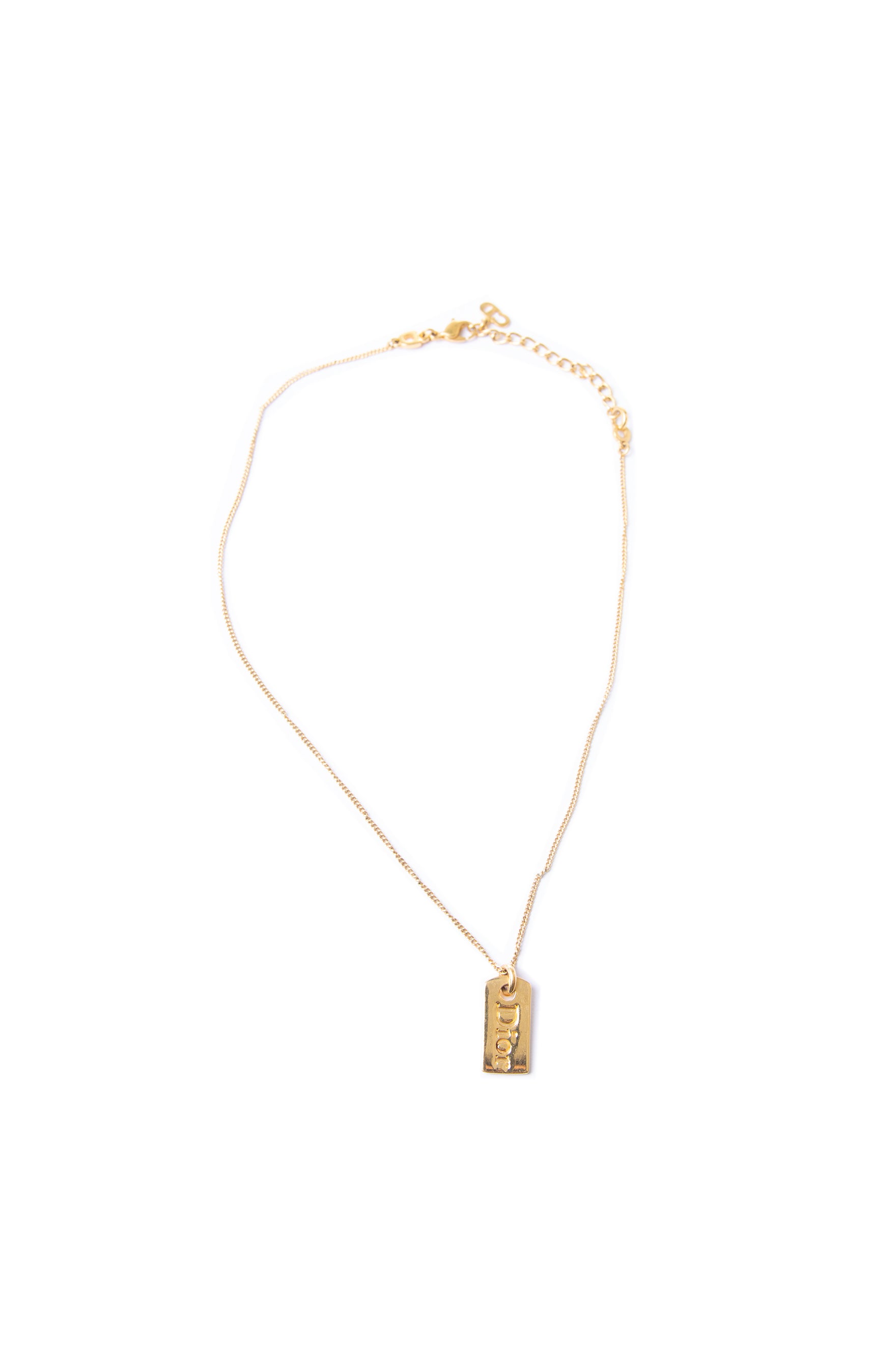 dior necklace gold tag