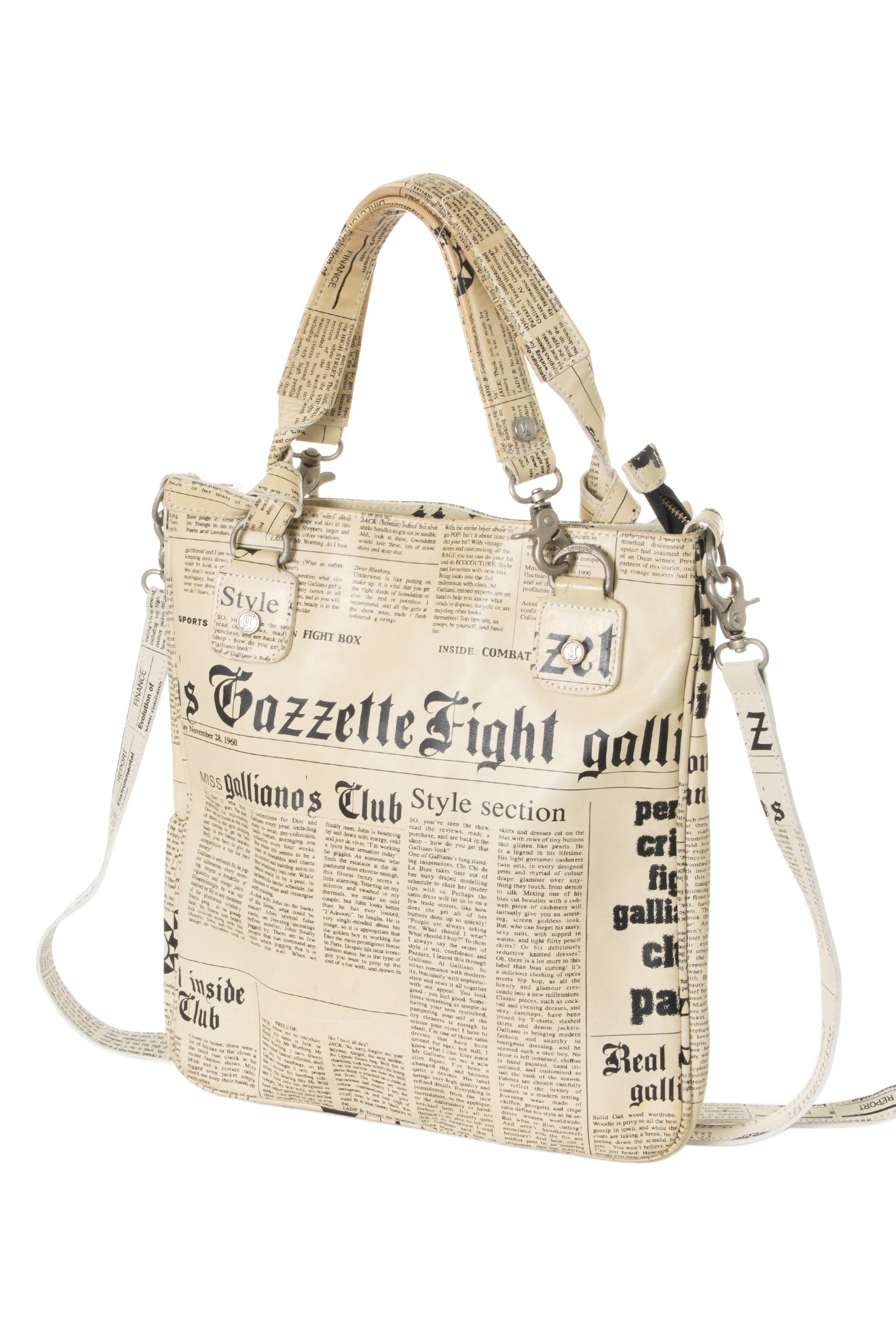 john galliano archive news paper tote