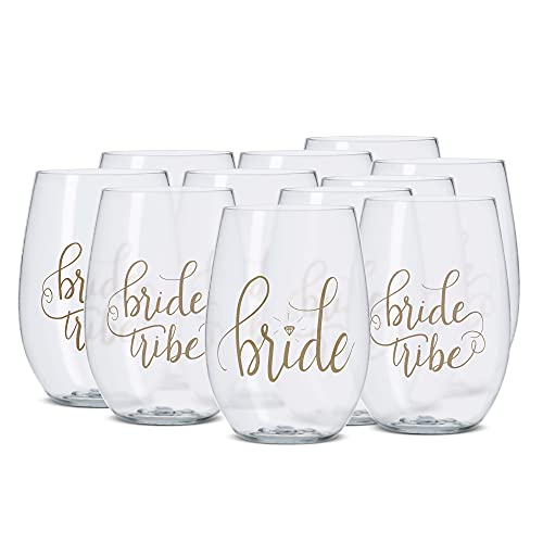 Set of 10 Bachelorette Party Silicone Wine Cups White Bride & Rose Gold  Bride Tribe Cups, Bridesmaid Wedding Gift Party Favors