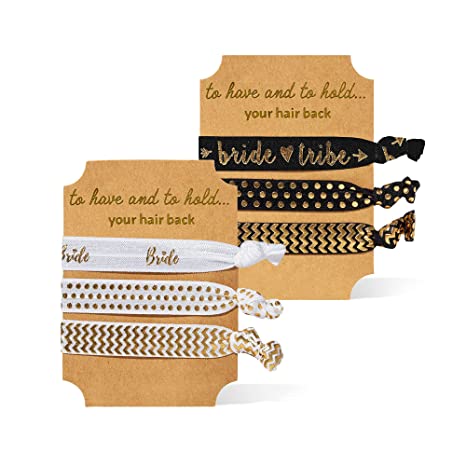 11 Piece Set of Bride and Bride Tribe Hair Ties for Bachelorette Parties, Weddings, and Bridal Showers