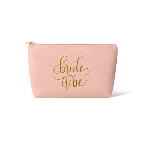 Blush Pink Bridesmaid Makeup Bag in Faux Leather