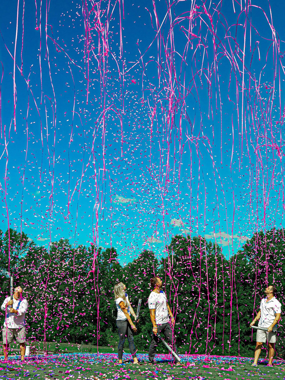 Confetti + Powder + Streamers Gender Reveal Cannons 32 / Light Pink + Dark Pink / Yes - Without Color Label